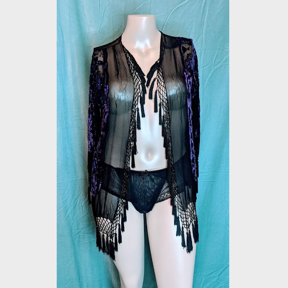 🍉Vintage Beaded Sheer Open Cardigan